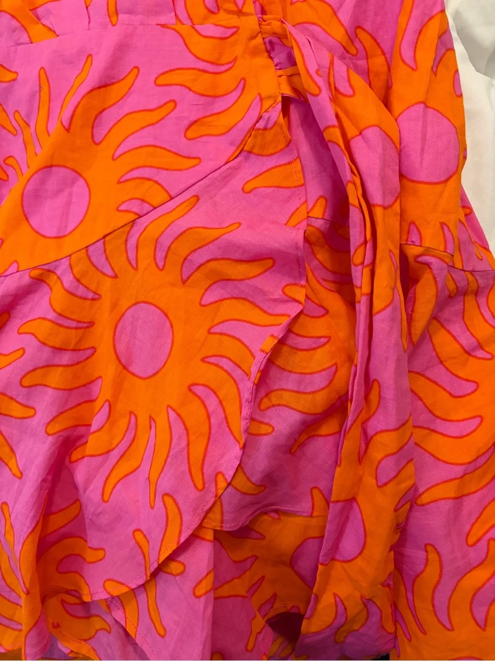 J. Marie Pink & Orange Sunburst Wrap Mini Romper - NWT size Large - Picture 11 of 16